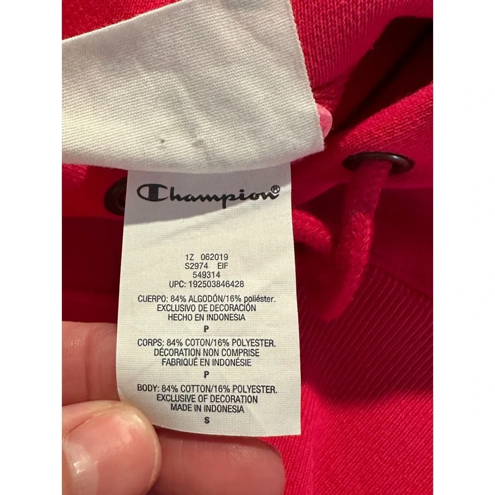 Champion Reverse Weave Magenta Pink Hoodie Sweatshirt Men's Sz Small Embroidered